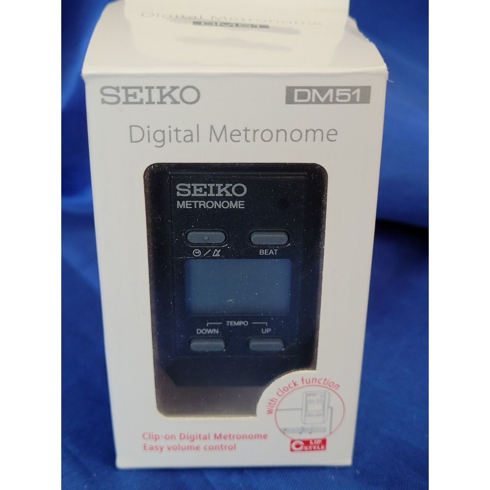Seiko DM51 Digital Clip-On Metronome Black Clock Function Volume Control